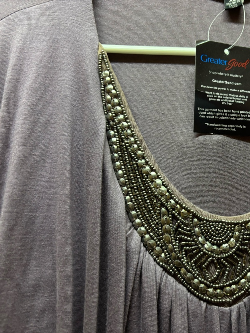 Lavender Beaded Scoop-Neck Tunic